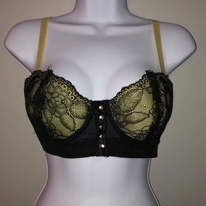 Lime  green and black lace overlay Bralette